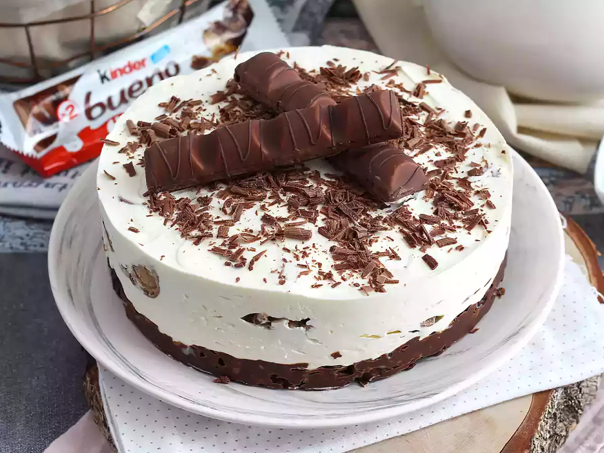 Cheesecake sans cuisson au Kinder Bueno fabuleux