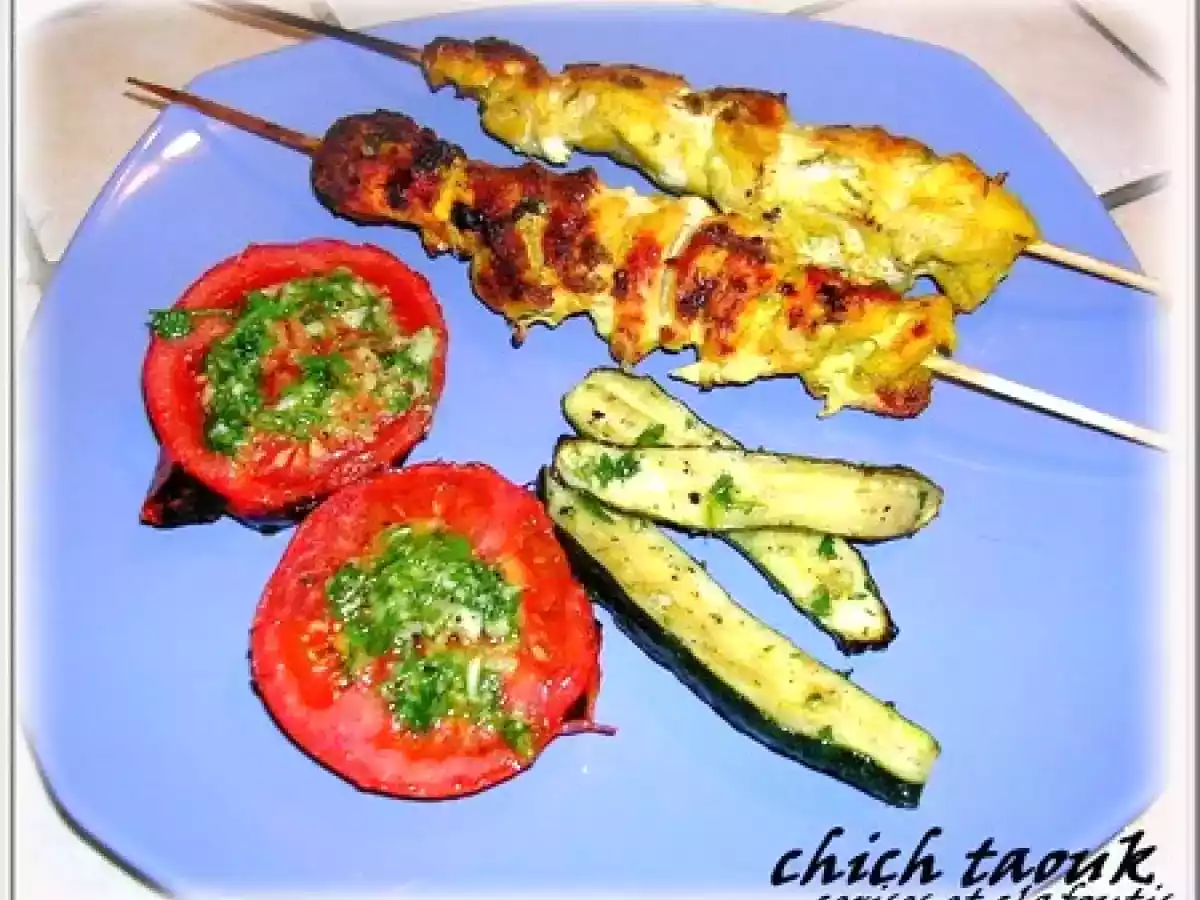 CHICH TAOUK ( recette libanaise ) ET LEGUMES BBQ