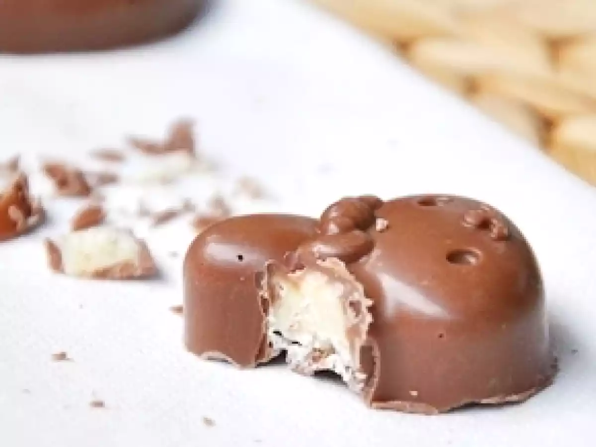 Chocolats maison, fourrés au chocolat blanc et pralin