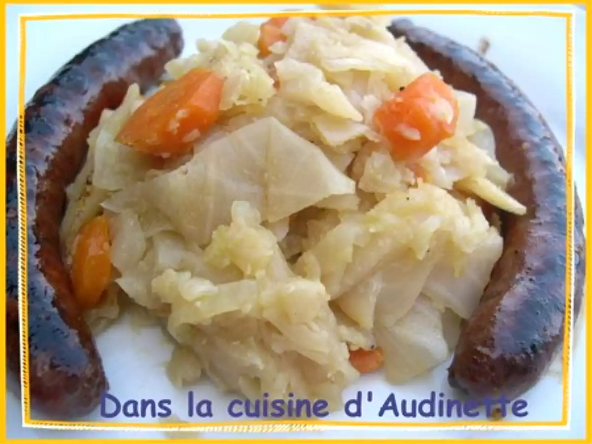 Chou pommé braisé aux merguez