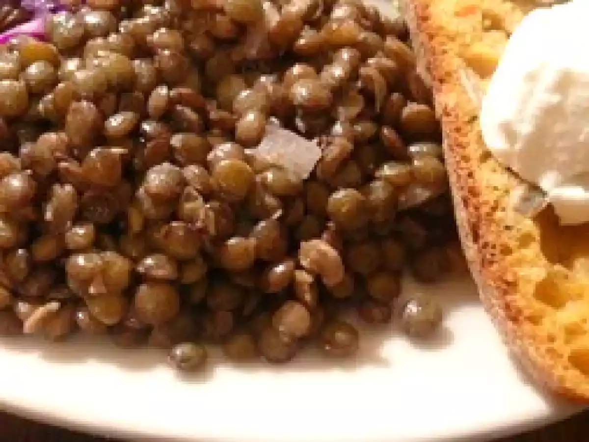 Chou rouge /avocat, polenta, et lentilles tièdes