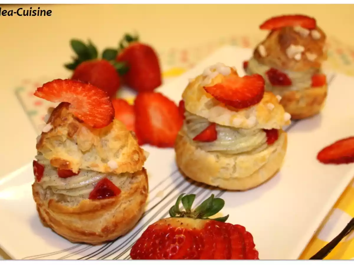 Choux à la crème patissière, vanille et fraises