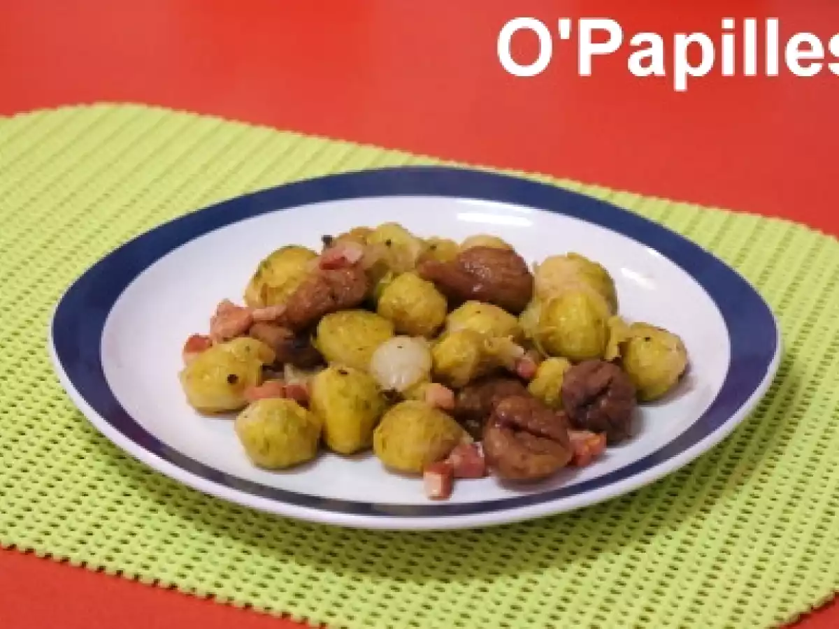 Choux de Bruxelles, échalotes et châtaignes