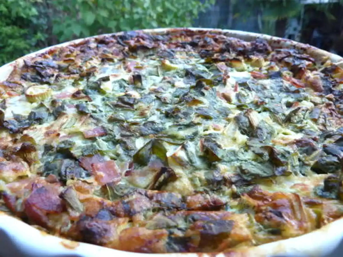 Clafouti à l'ail des ours, parmesan et jambon - et pesto d'ail des ours