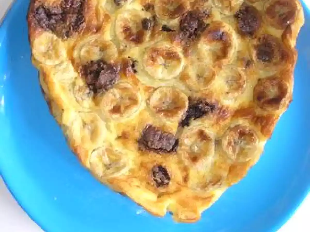 Clafouti banane, rhum, chocolat nougatine