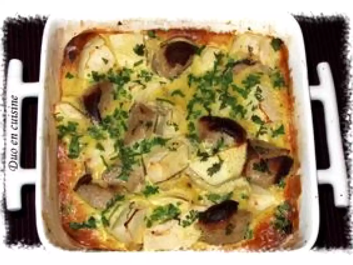 Clafoutis au boudin blanc et à la pomme