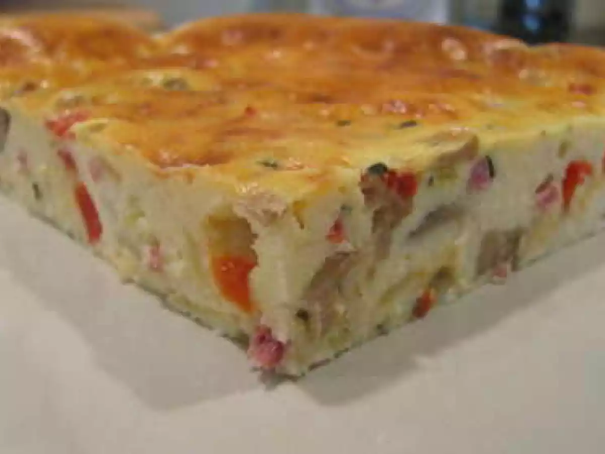 Clafoutis aux poivrons, champignons, allumettes de jambon à l'es - photo 2