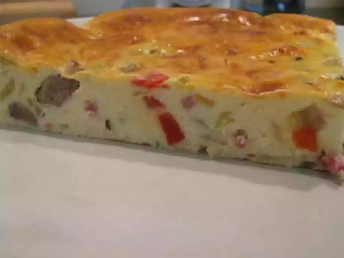 Clafoutis aux poivrons, champignons, allumettes de jambon à l'es - photo 3