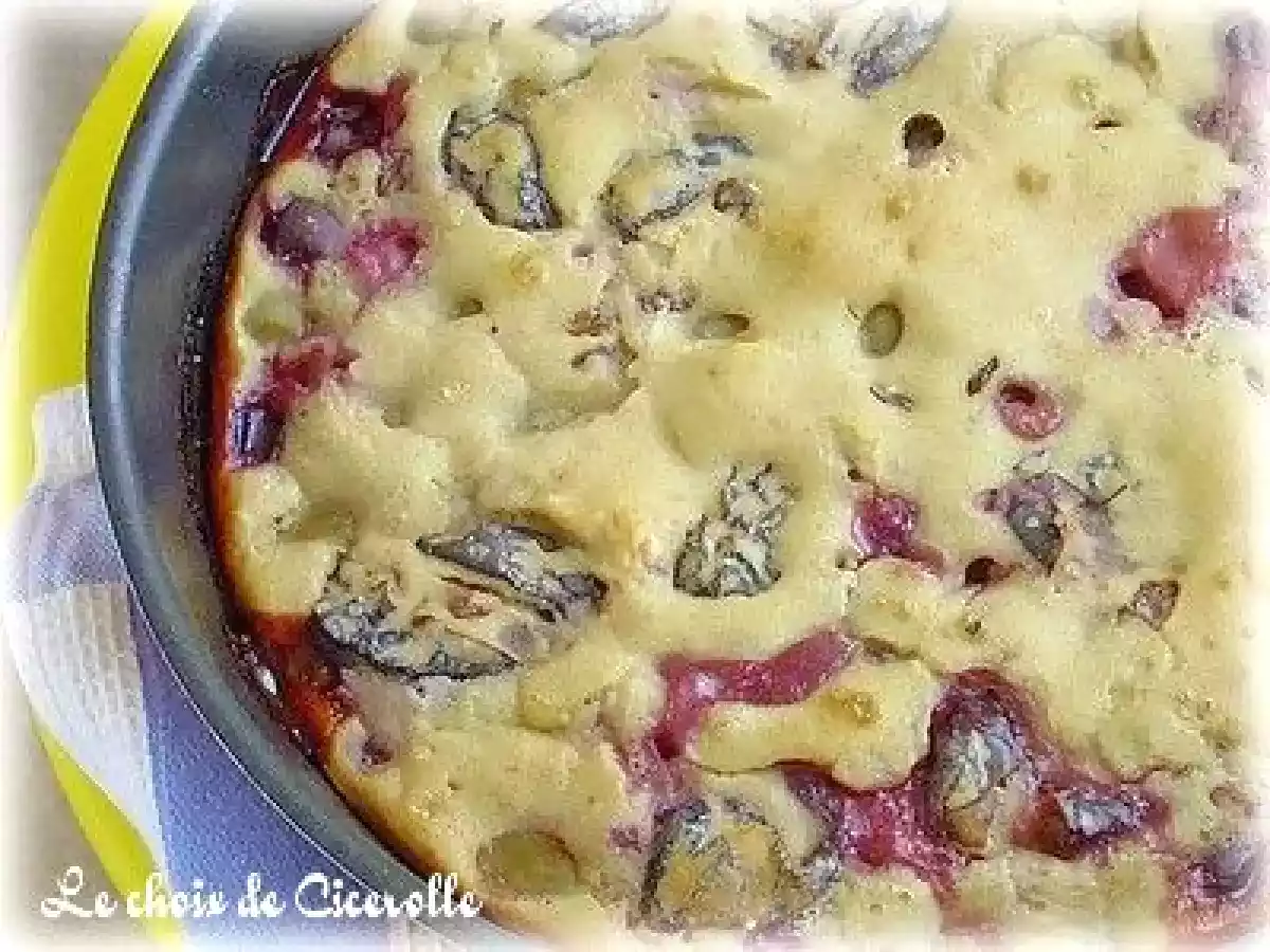 Clafoutis aux raisins frais, pruneaux et raisins secs