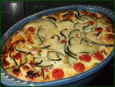 Clafoutis courgette, tomates et munster