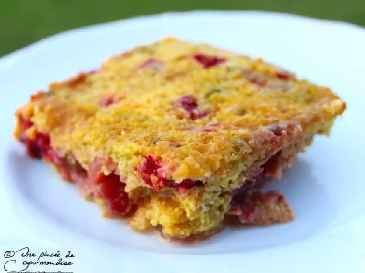 Clafoutis-crème au tofu soyeux, à la cerise et à la framboise