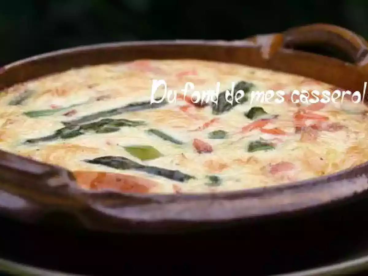 Clafoutis d'asperges vertes au saumon fumé