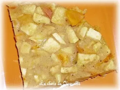 Clafoutis pomme-abricot, recette sans oeuf
