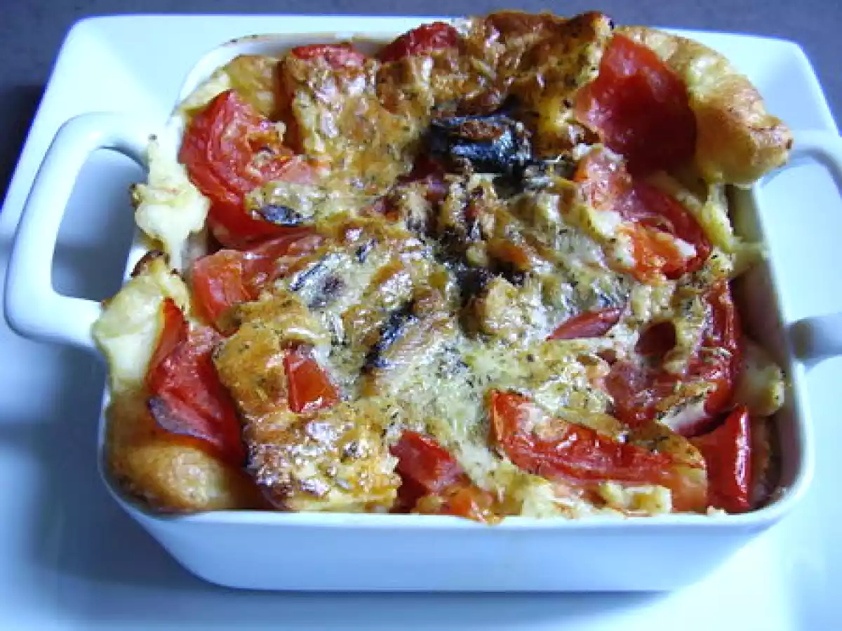 Clafoutis tomates-sardines.