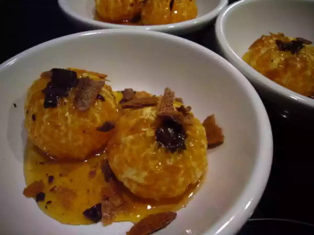 Clémentines rôties, miel et chocolat