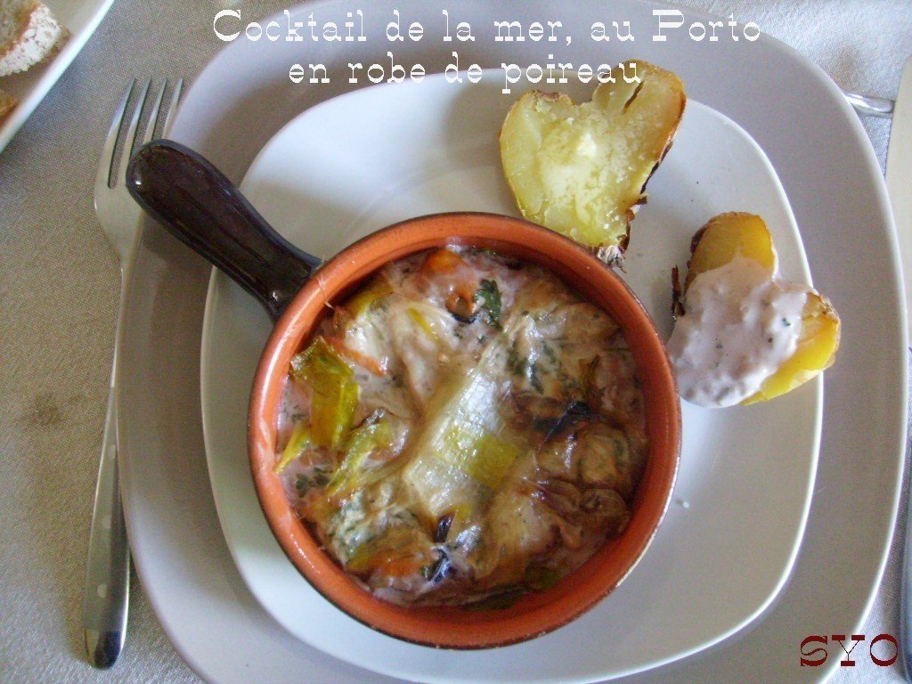 Cocktail de la mer au porto en robe de poireau, mamigoz - Recette Ptitchef