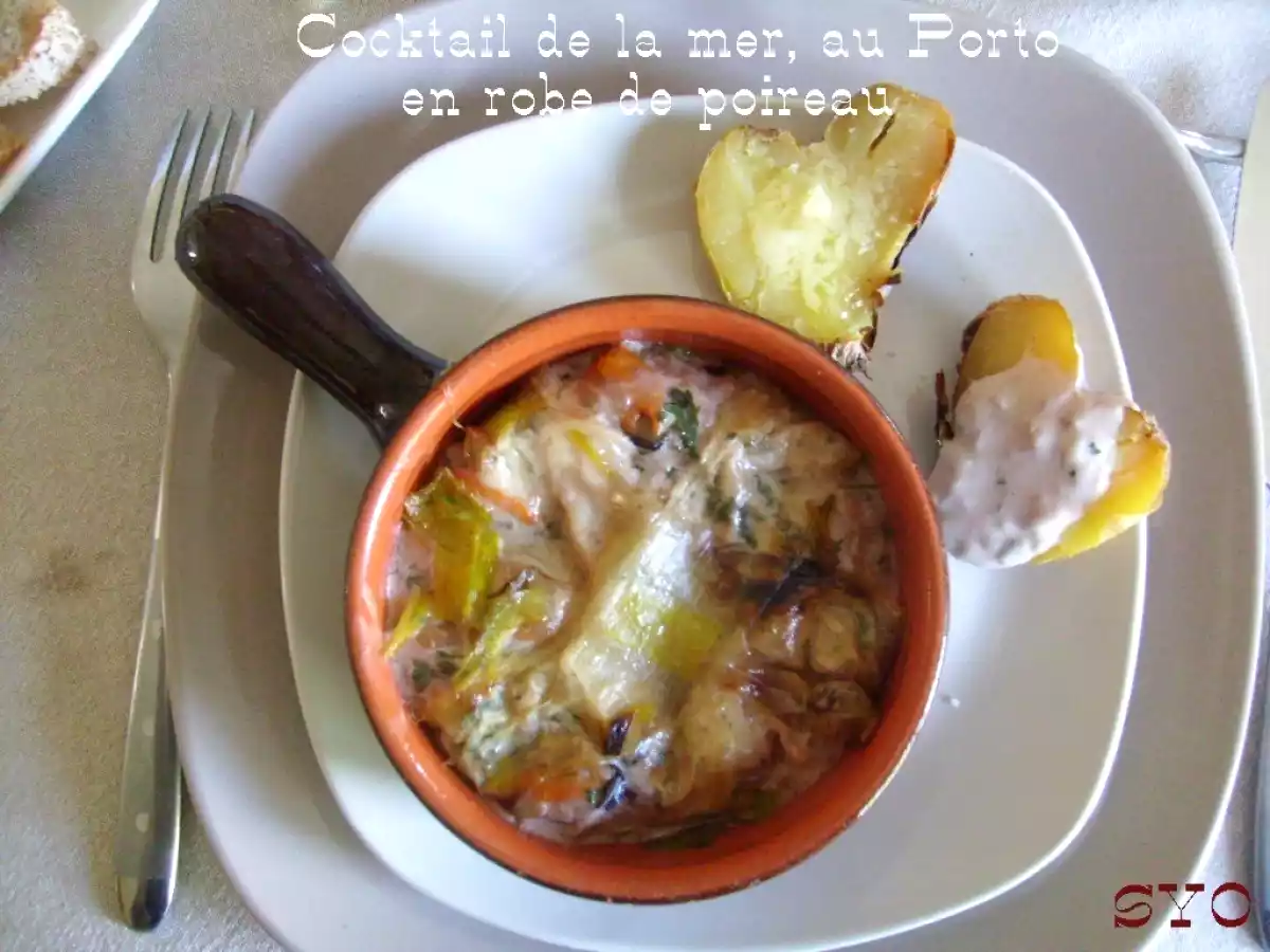 Cocktail de la mer au Porto en robe de poireau, Mamigoz