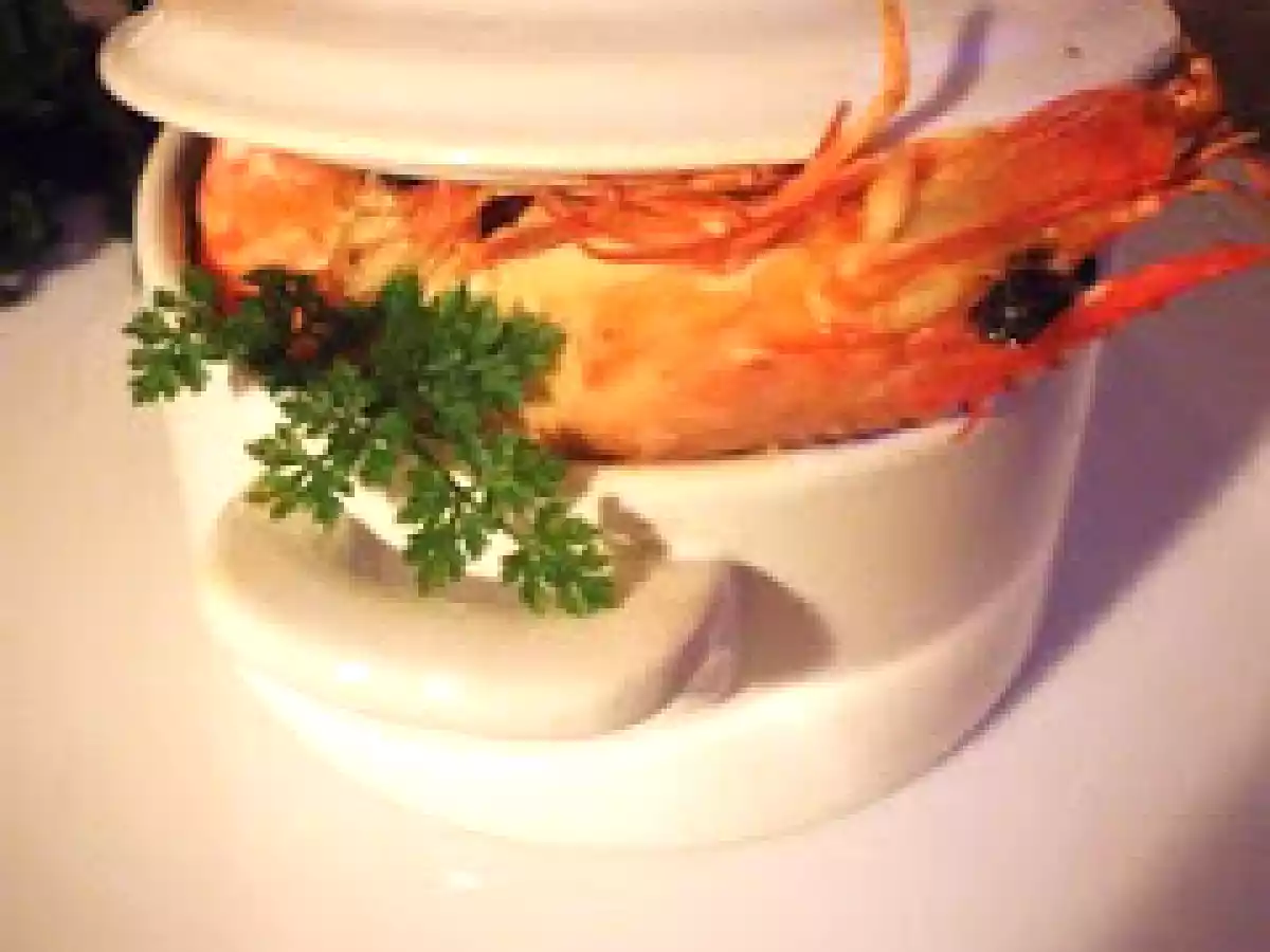 COCOTTE de CREVETTES au GINGEMBRE et SAINT-JACQUES_légumes/ananas et lait de coco - photo 2