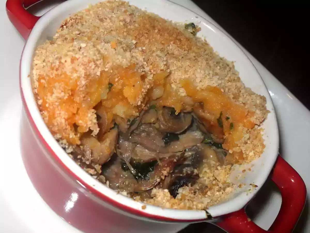 Cocotte de gratin de courge au canard confit