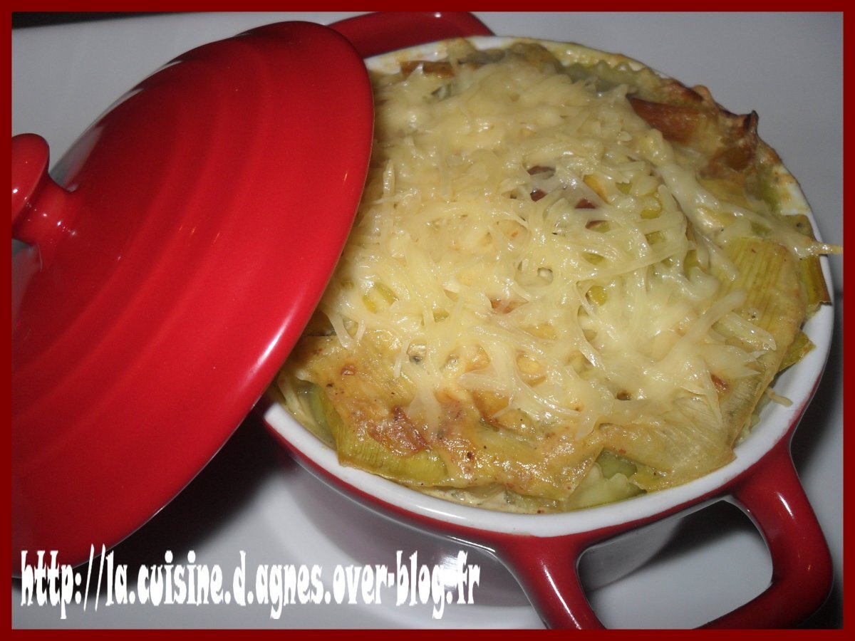 Recette de cocotte de ravioles à la fondue de poireaux