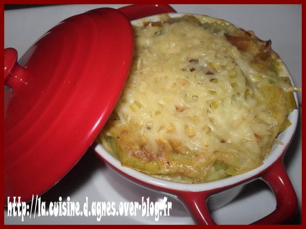 Recette de cocotte de ravioles à la fondue de poireaux