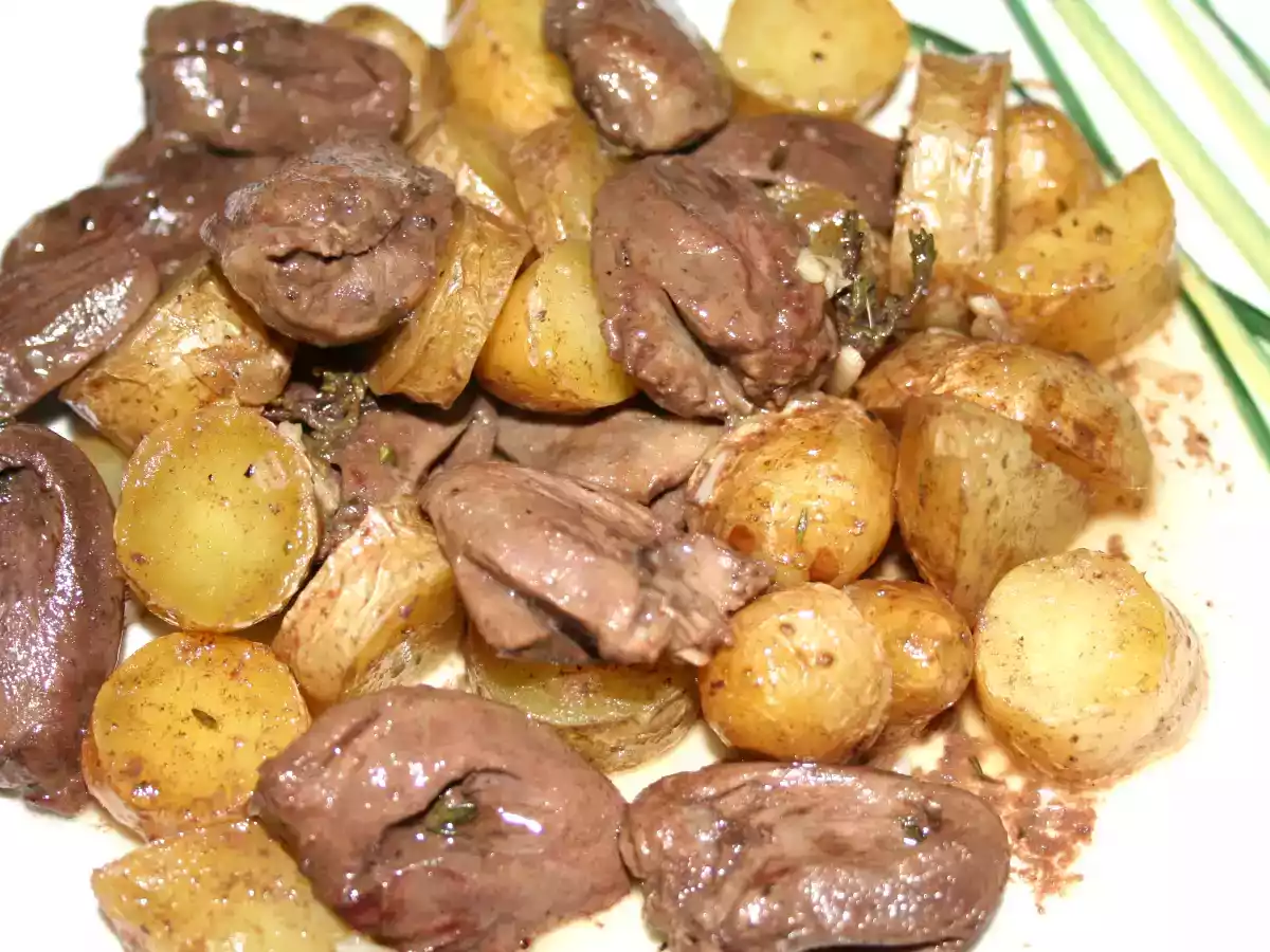 Coeur de canard gras et rattes à la sarladaise