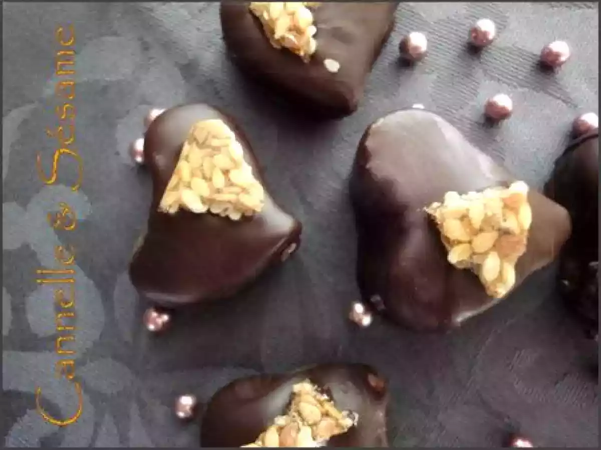 Coeurs de ganache choco-cannelle et sésames