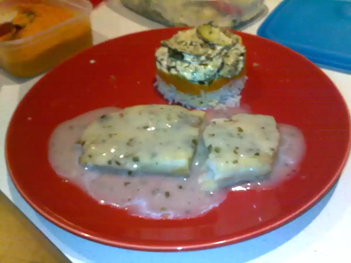 Colin sauce estragon et son tartare de légume