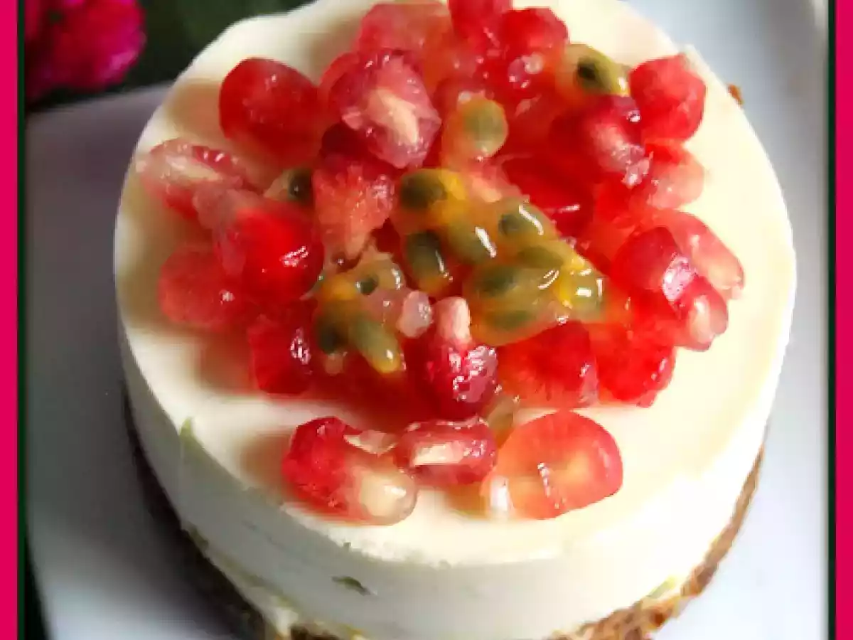 Comme un cheesecake, fruit de la passion et grenade