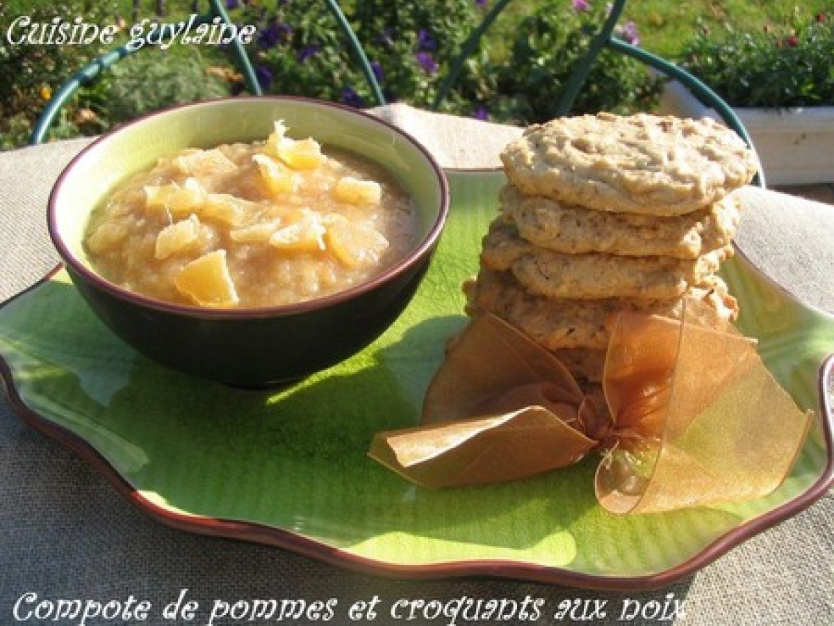 Compote de pommes et biscuits croquants aux noix Recette Ptitchef