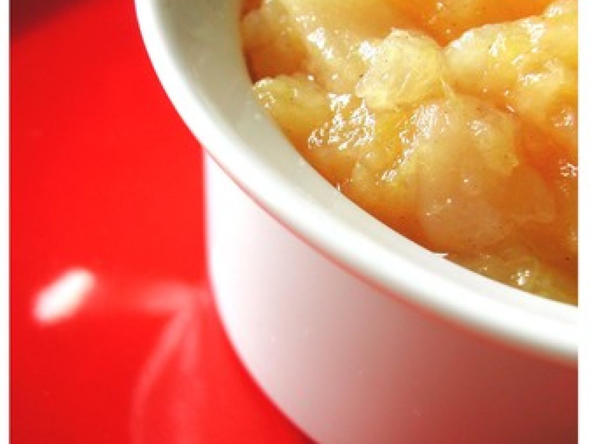 Compote legere de mangue, pomme, zeste de citron et vanille Recette