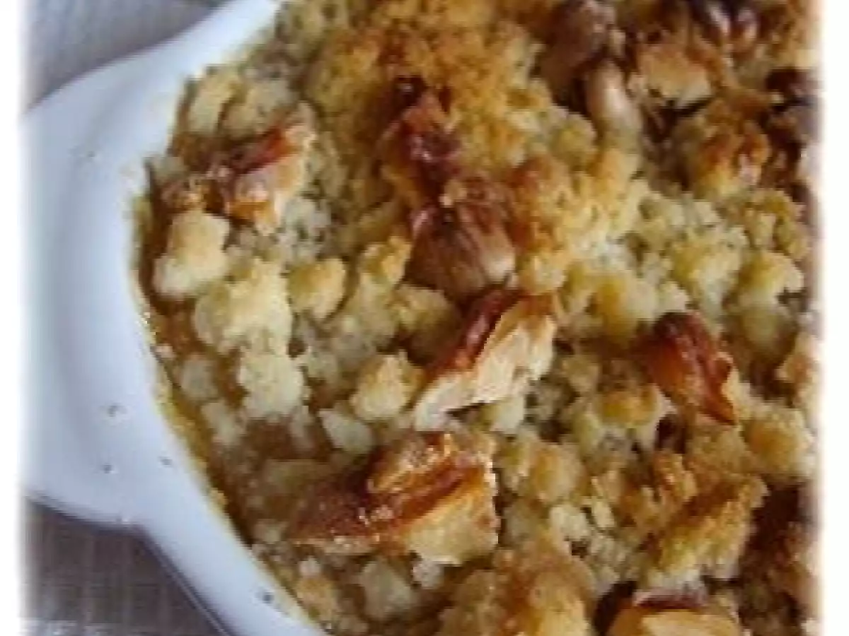 COMPOTEE DE POMMES; CRUMBLE AUX NOIX