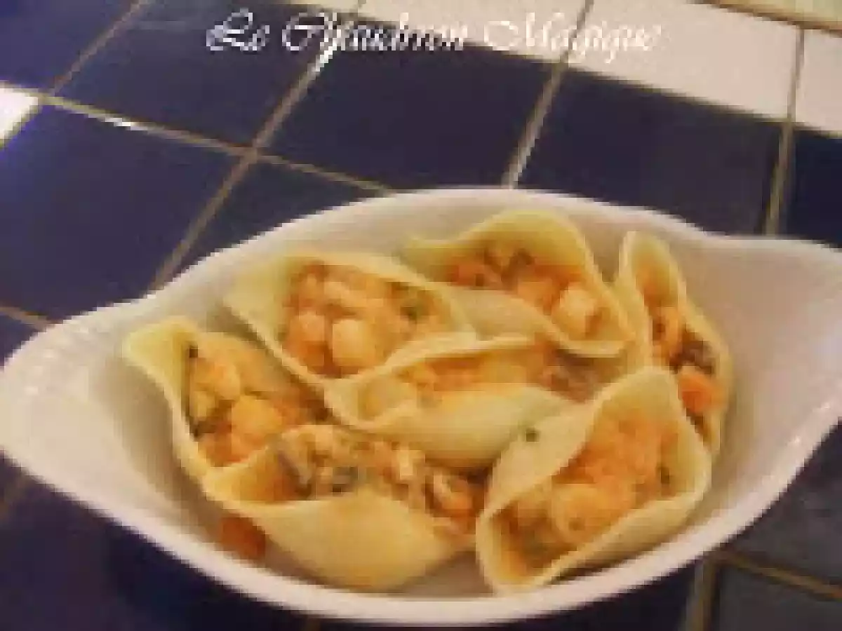 Conchiglionis aux fruits de mer.