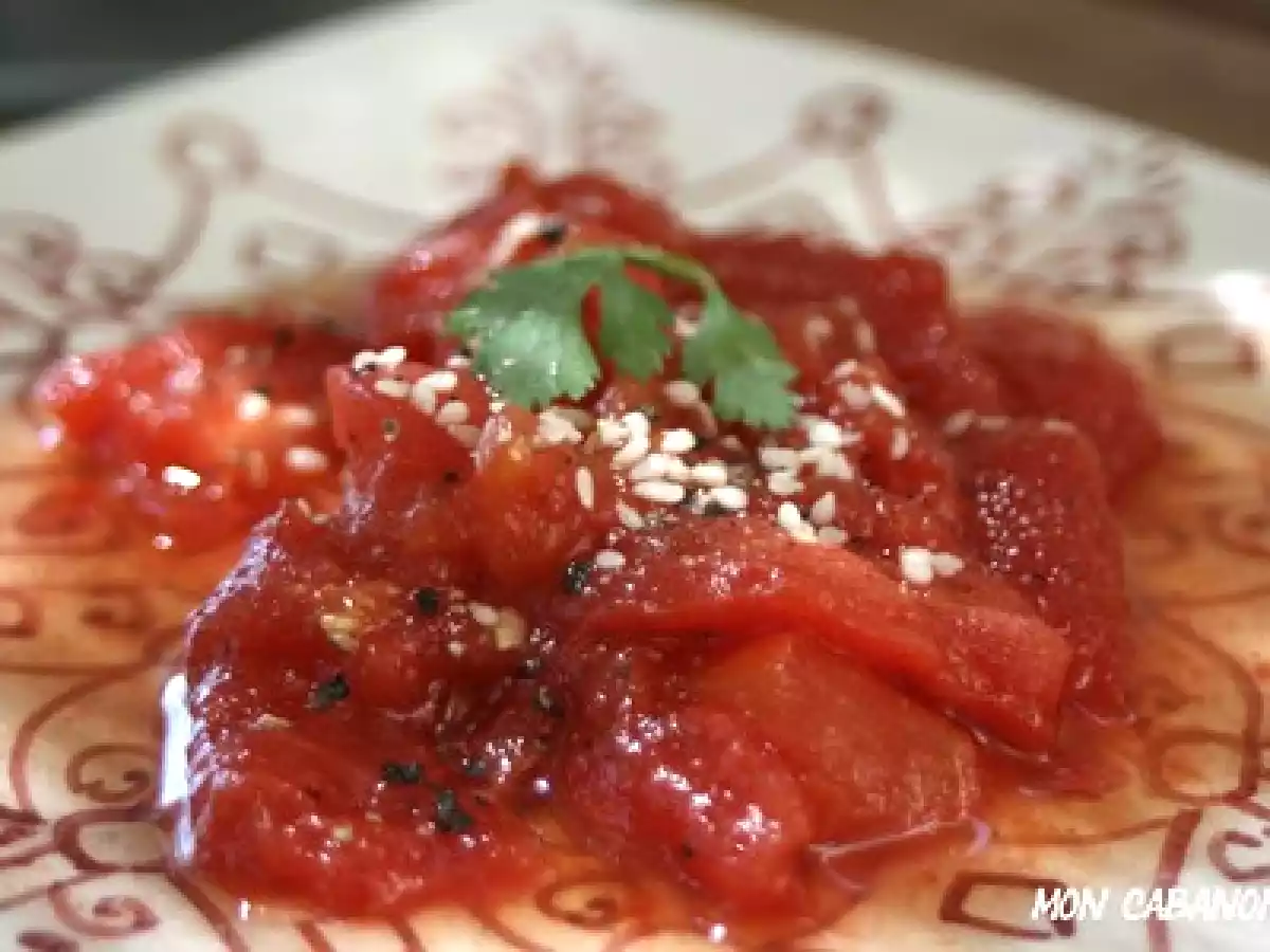 Confit de tomates au miel.