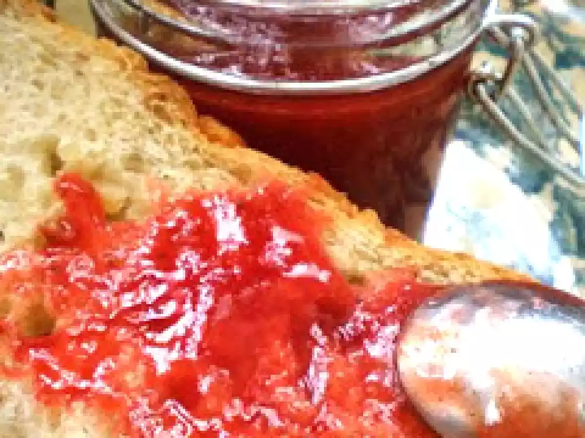 CONFITURE de FRAISES et RHUBARBE
