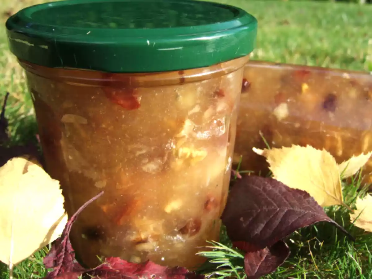 Confiture de pommes, noix, raisins secs au calvados - photo 2
