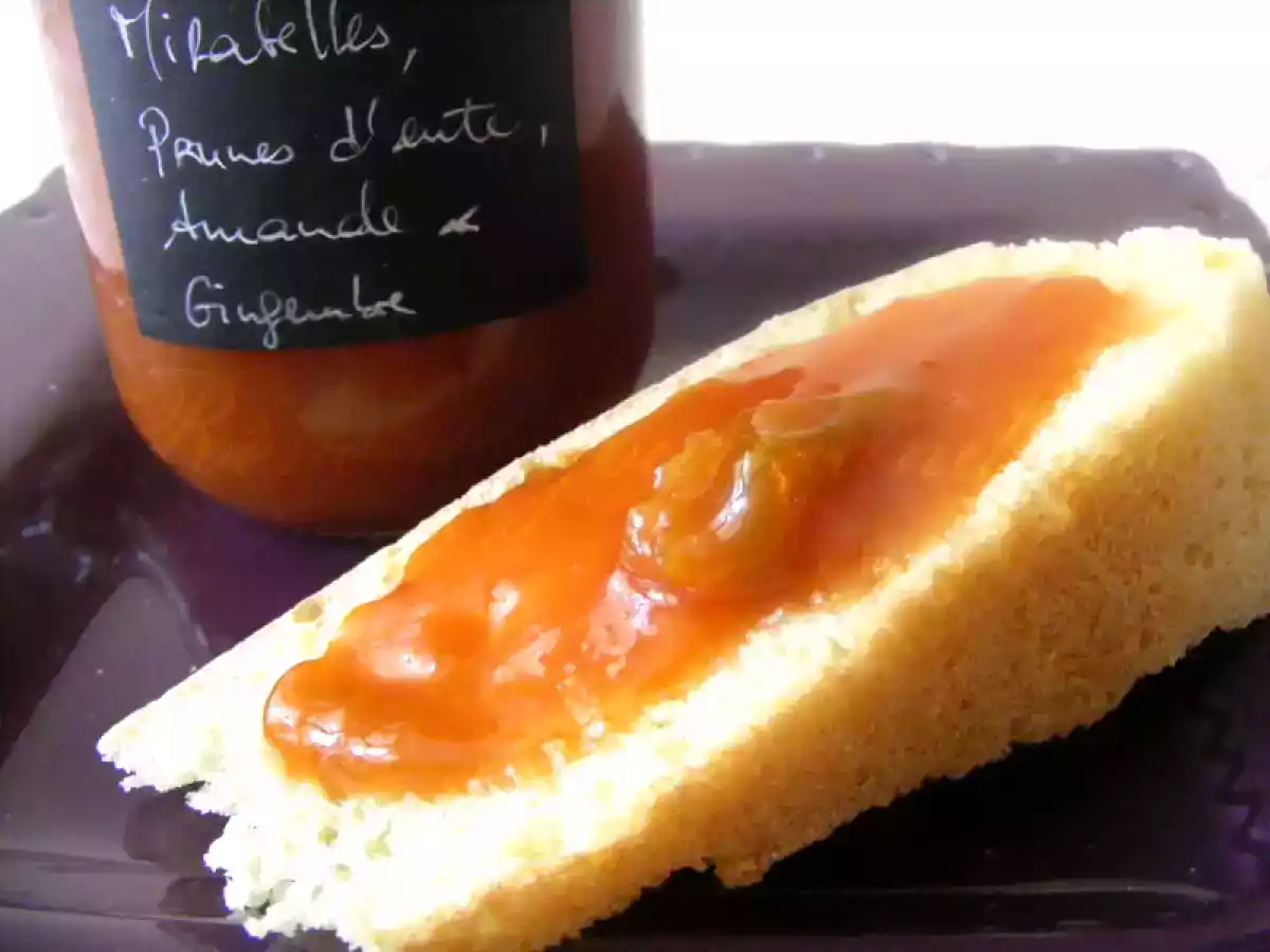 Confiture de prunes d'ente et mirabelles parfumée au gingembre et à l?amande