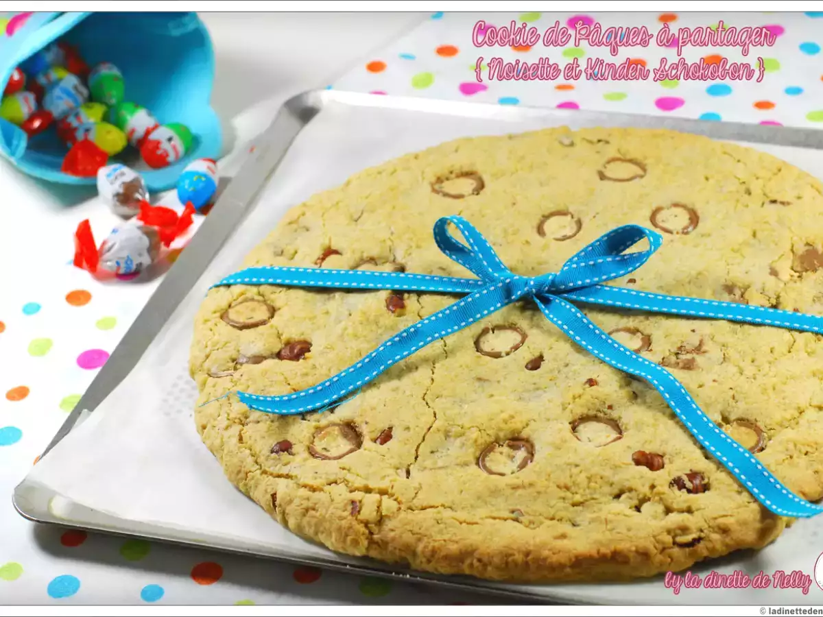 Cookie géant à partager: Noisette & Kinder Schokobon