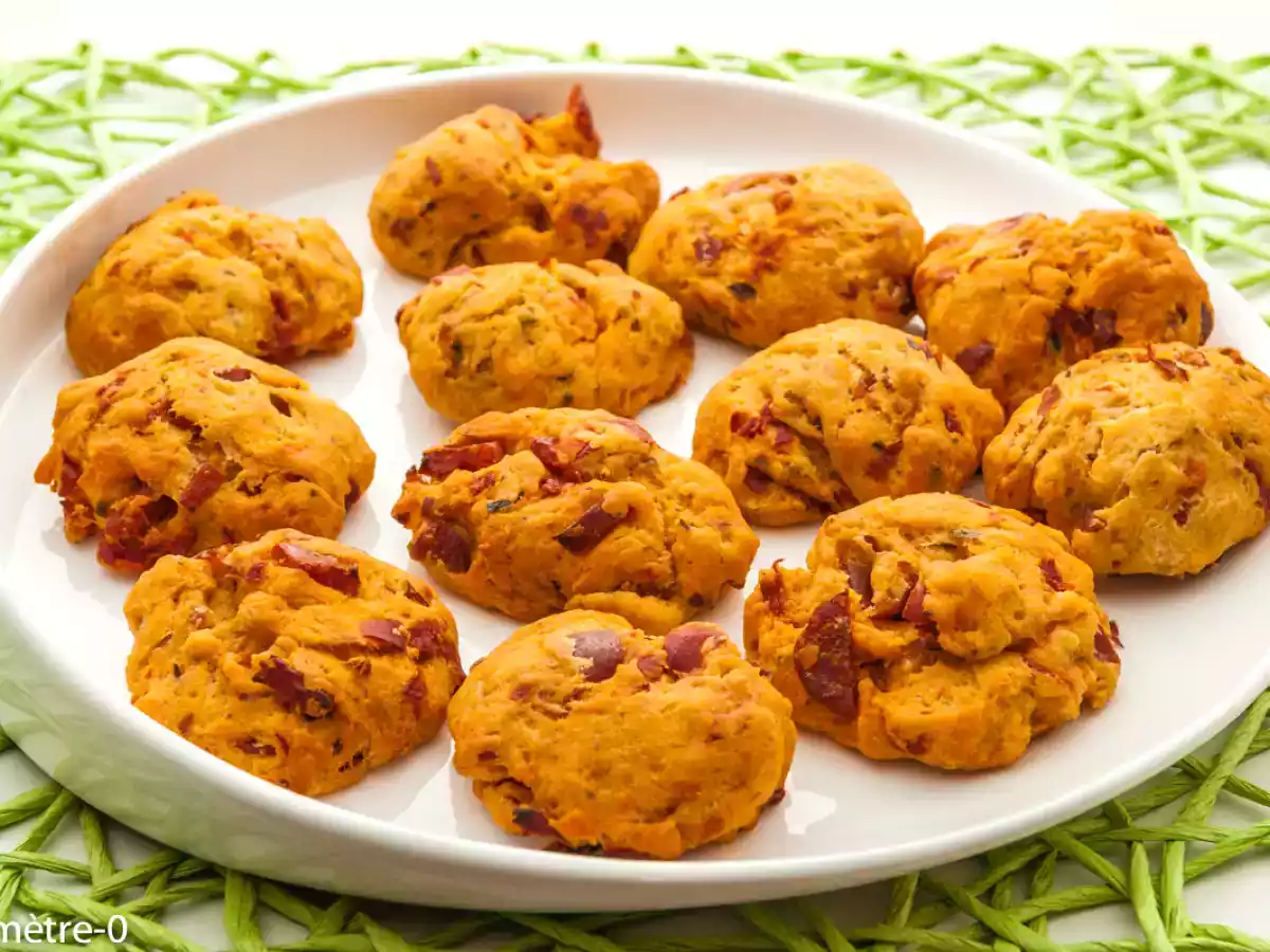 Cookies au chorizo, jambon et tomates confites