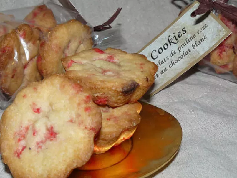 Cookies moelleux pralines roses et chocolat blanc