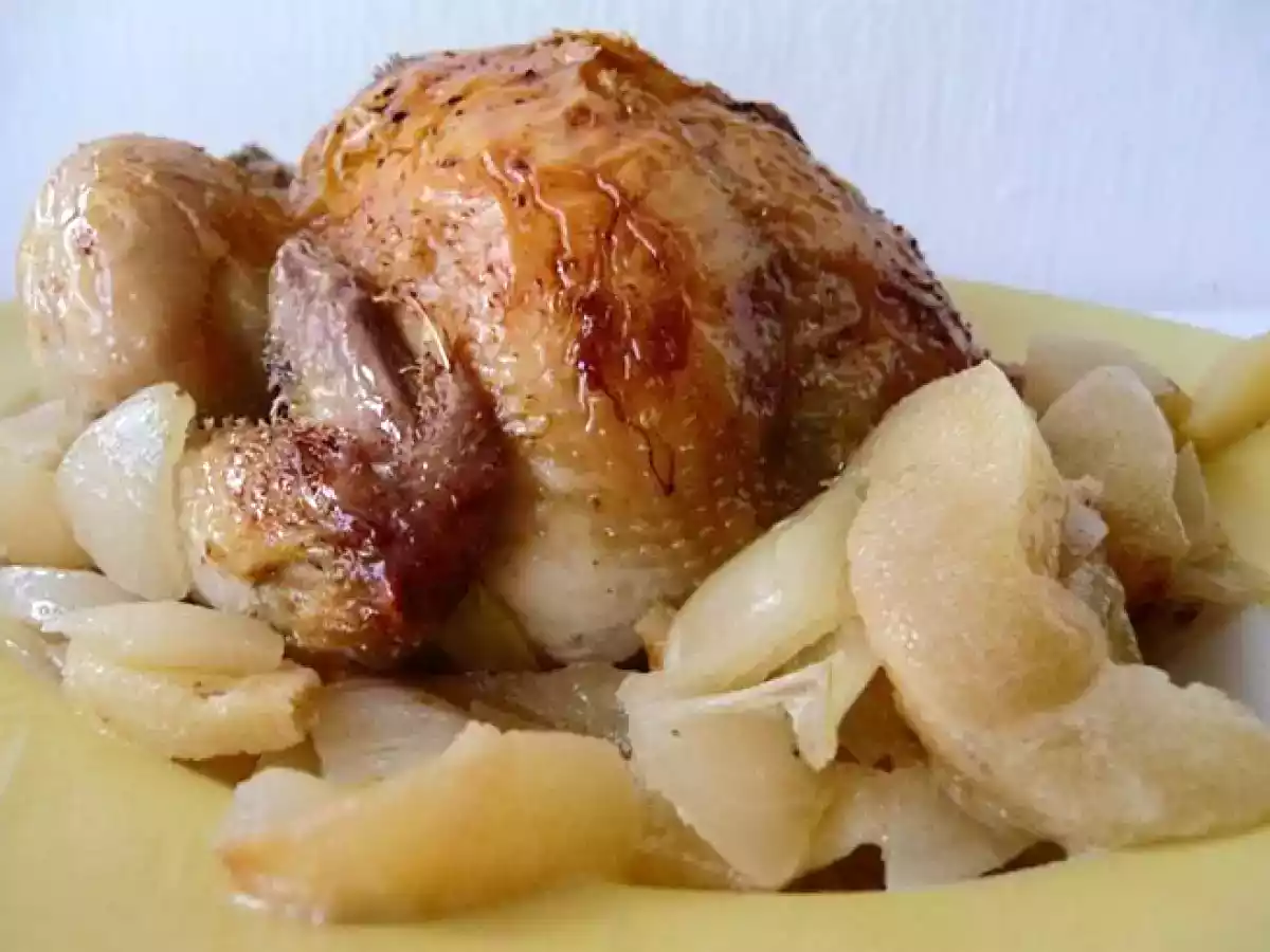 Coquelet à la bière et aux pommes