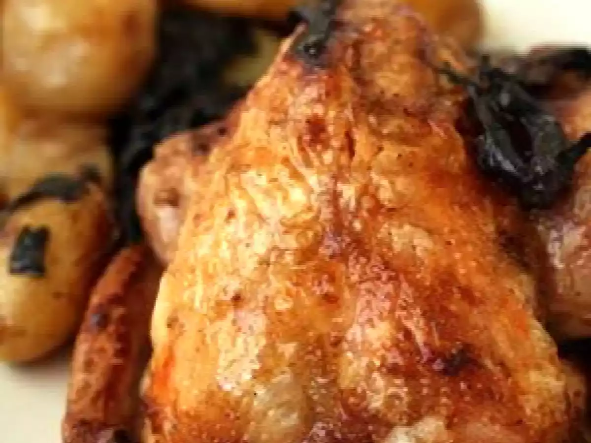 Coquelet aux trompettes de la mort saveur huile d'Argan et macis