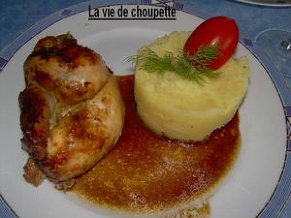 COQUELETS A LA MOUTARDE A LA BROCHE, ECRASEE DE PUREE