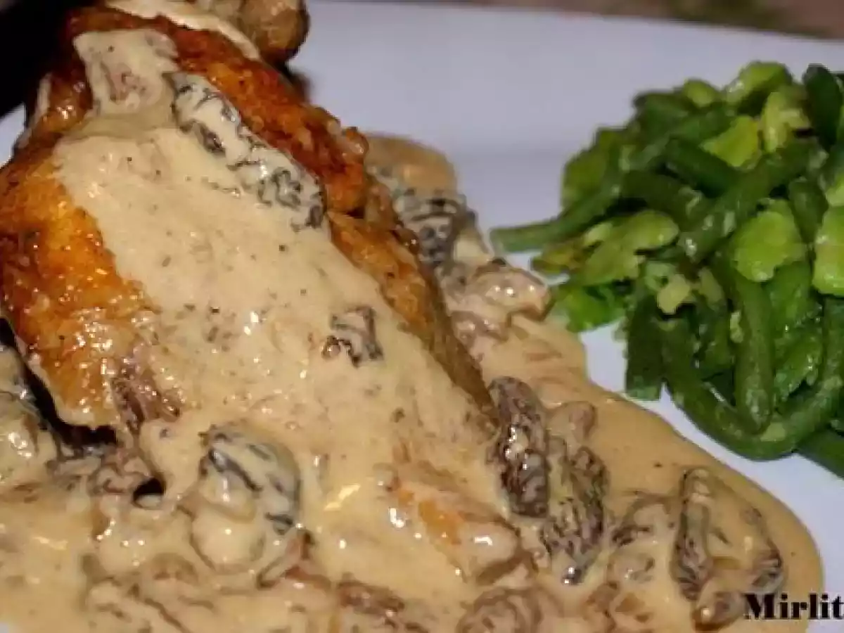 Coquelets aux morilles et sa sauce suprême au Gewurztraminer