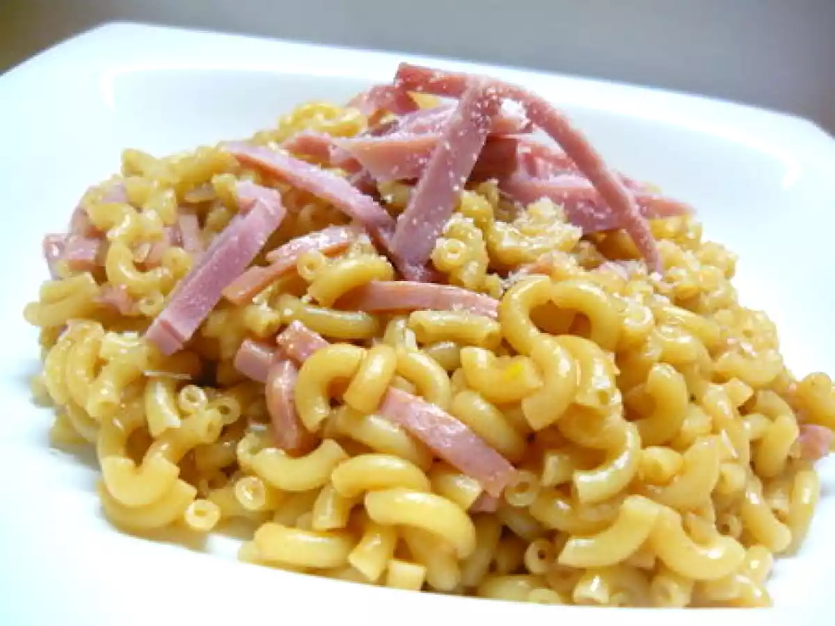 Coquillettes façon risotto jambon et fromage