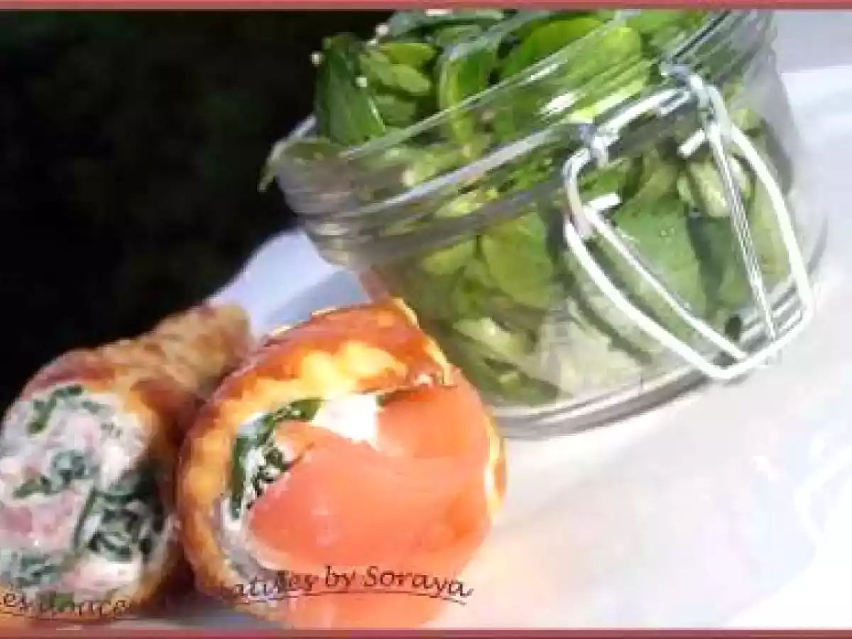 Cornets de saumon ricotta & sa mâche saveur sésame