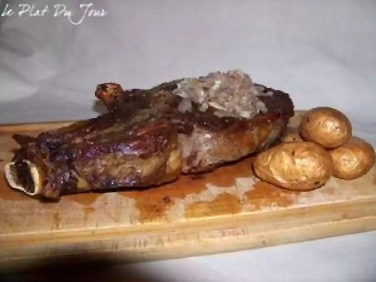 Côte de boeuf aux échalotes et pommes de terre