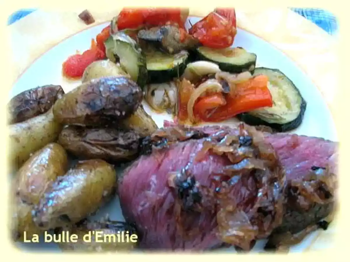 Côte de bœuf aux oignons confits...