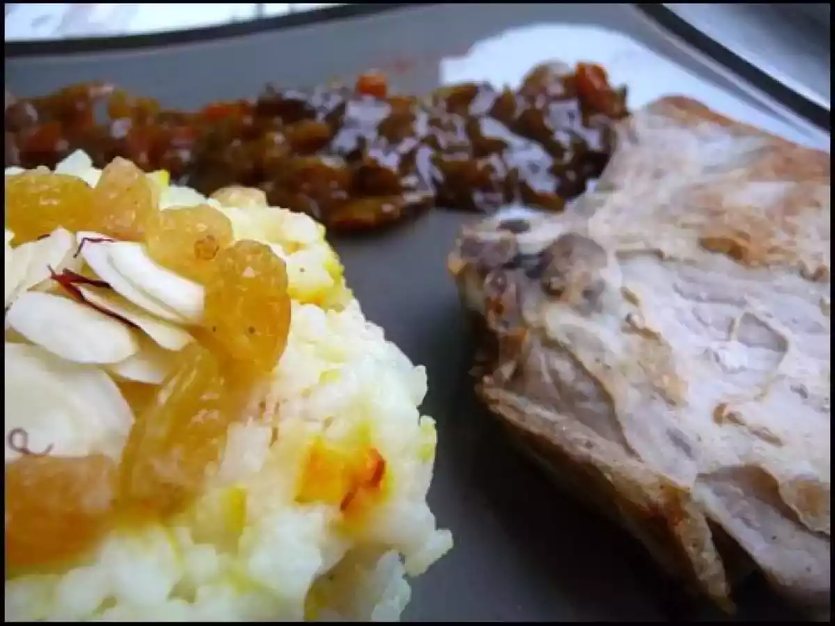 Côte de porc chutney ananas mangue, et riz à l'indienne - photo 3