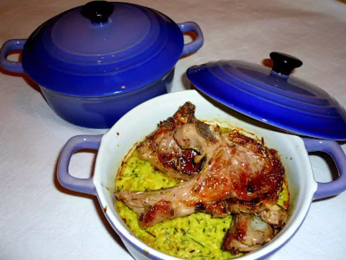 Côtes d'agneau lavande-romarin, flan de courgettes